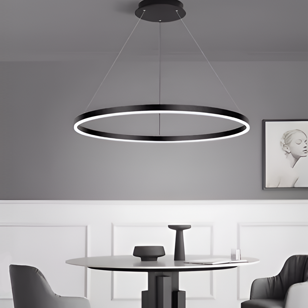 bk ambiente Lampara colgante 1 aro led con Bluetooth y controlable por WIZ de Alumino y Acrilico Groove E22726