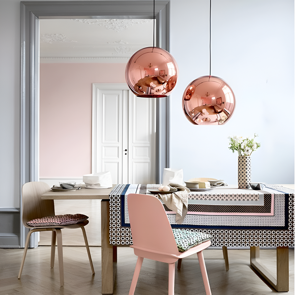 Lámpara colgante 1 luz tipo esfera cuerpo de cristal en cromo y bronce Solar Q20635