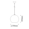 Lámpara colgante 1 luz tipo esfera cuerpo de cristal en cromo y bronce Solar Q20635