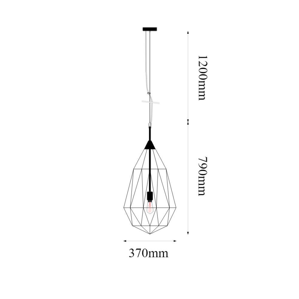 Lámpara colgante 1 luz geométrica de metal en acabado negro y oro Dali Q31577