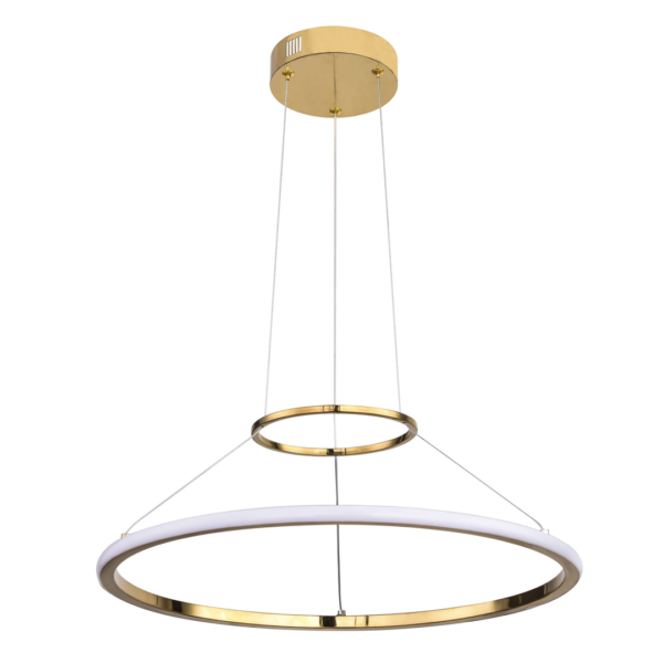 Lámpara colgante 1 aro led de altura ajustable acabado en oro y pantalla de acrílico KREIS