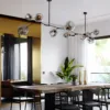 Lámpara colgante 10 luces de metal y cristal ámbar base, 40w E26 Sakura
