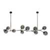 Lámpara colgante 10 luces de metal y cristal ámbar base, 40w E26 Sakura