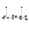 Lámpara colgante 10 luces de metal y cristal ámbar base, 40w E26 Sakura