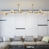 Lámpara colgante 10 luces de metal y cristal ámbar base, 40w E26 Sakura
