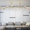 Lámpara colgante 10 luces de metal y cristal ámbar base, 40w E26 Sakura