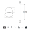 Lámpara led para suspender mini modulo con pantalla semi-circular.