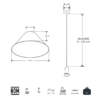 lampara-led-colgante-ILUEURPAN378GKIT-luminario-led-medidas Lámpara led para suspender mini modulo con pantalla tipo cono.