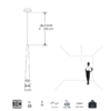 lampara-suspendida-color-negro-ILUEUR42WWG-ILUEUR12WWB-ILUMILEDS-medidas Lámpara led para suspender en techo blanco cálido de aluminio ILUEUR42WWB ILUEUR42WWG