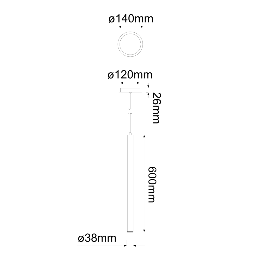 medida-lampara-suspendida-minha-Q30351 Lámpara colgante 1 luz led diferentes acabados negro, cromo y oro Minha Q30351