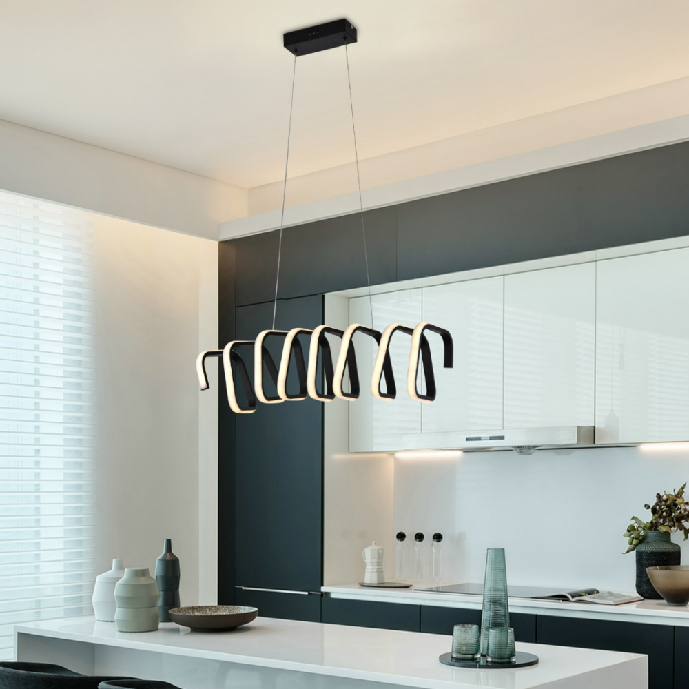 Lampara colgante LED moderno a control remoto con dimer de intensidad y temperatura de color mas 3 cambios de Luz Altura Regulable 176w ARIA