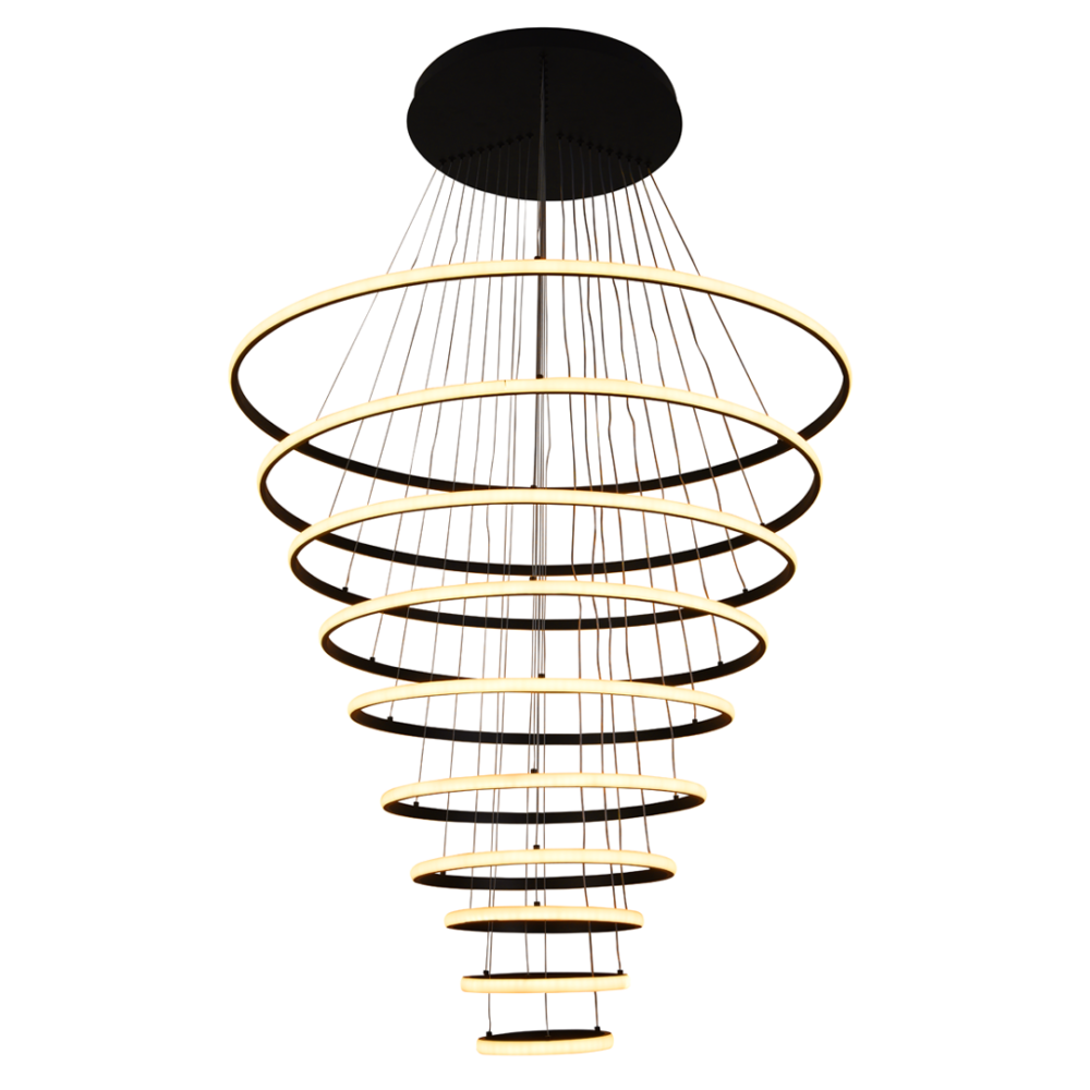 LAMPARA-LED-COLGANTE-COLOR-NEGRO-DE-DOBLE-ALTURA-CON-10-AROS-ALFA-9869-LUXICA LAMPARA-LED-COLGANTE-COLOR-NEGRO-DE-DOBLE-ALTURA-CON-10-AROS-ALFA-9869-LUXICA