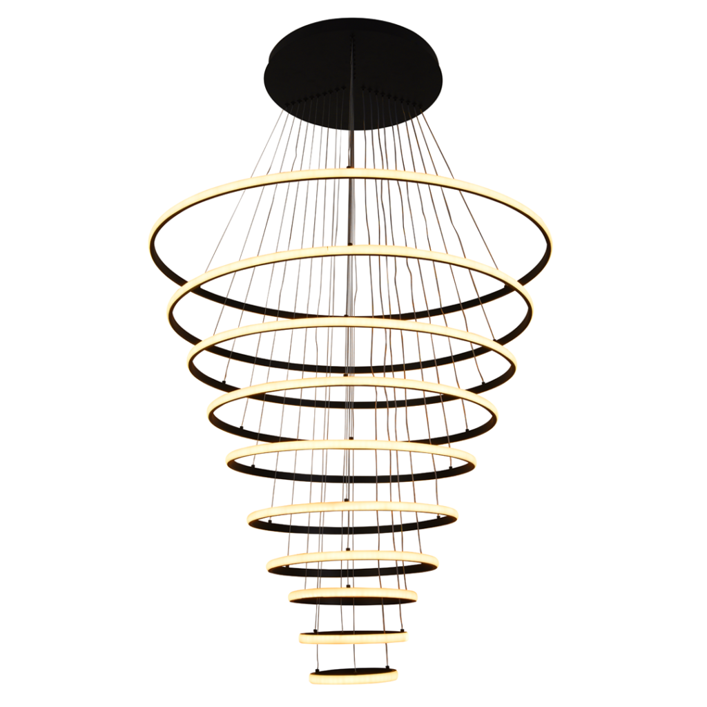 Lampara colgante 10 aros led de doble altura, atenuable, con 3 tonos de ...