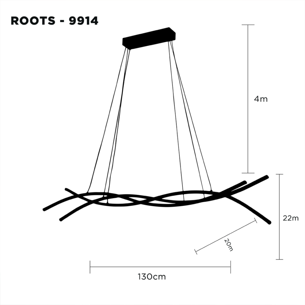 Lampara colgante LED moderno de doble altura a control remoto con dimer de intensidad y temperatura de color mas 3 cambios de luz 138w ROOTS
