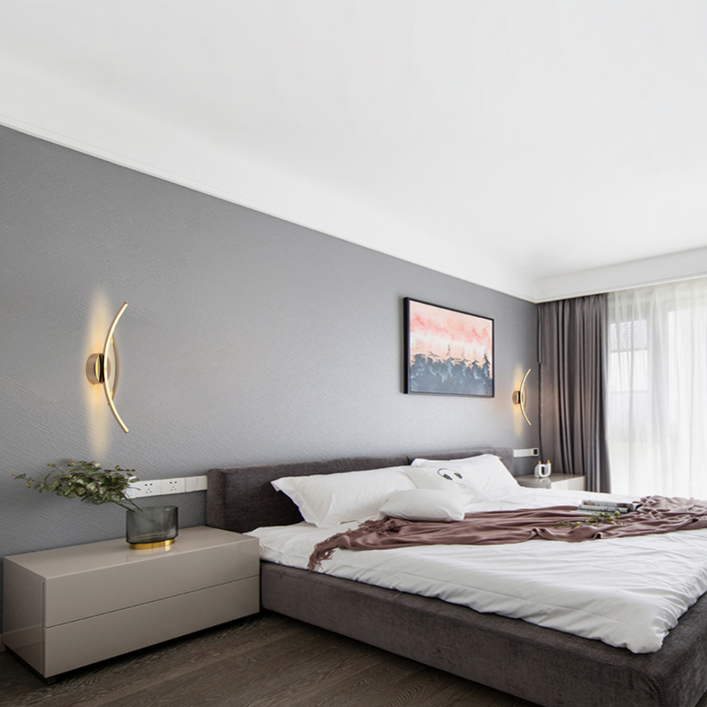 lampara-de-pared-led-inteligente-LUXICA-DESIGNLUX-BHUTAN-BD9306-ambiente-dorado lampara para pared LED con diseño moderno con 3 cambios con luz 14w BHUTAN
