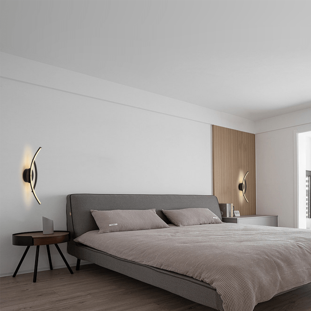lampara-de-pared-led-inteligente-LUXICA-DESIGNLUX-BHUTAN-BD9306-ambiente-negro lampara para pared LED con diseño moderno con 3 cambios con luz 14w BHUTAN