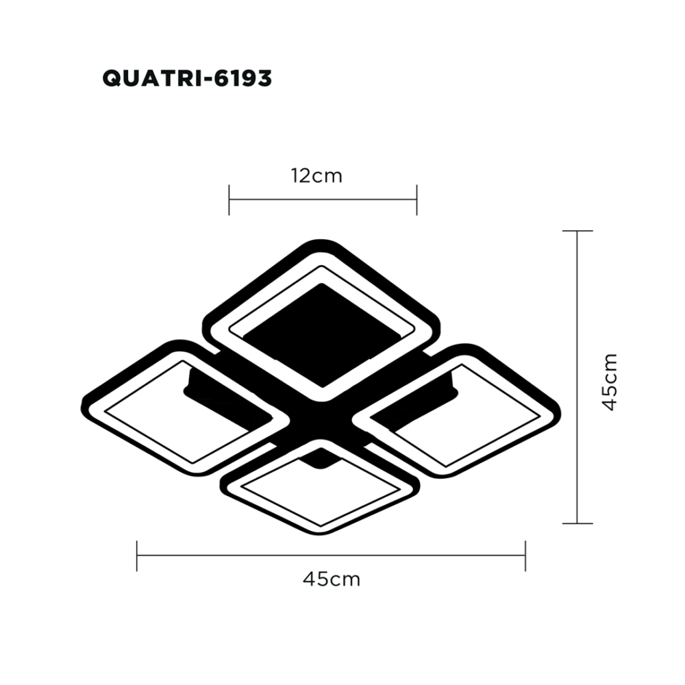Lampara led para techo moderno a control remoto con dimer de intensidad y temperatura de color con 3 cambios de luz 118w QUATRI