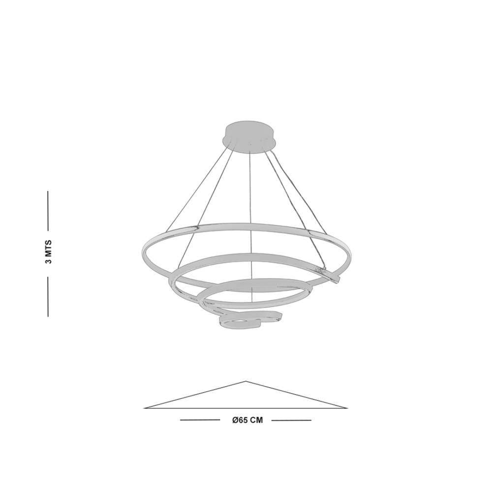Lampara colgante LED moderno a control remoto con dimer de intensidad y temperatura de color mas 3 cambios de luz altura regulable 87w CERKIO 9222