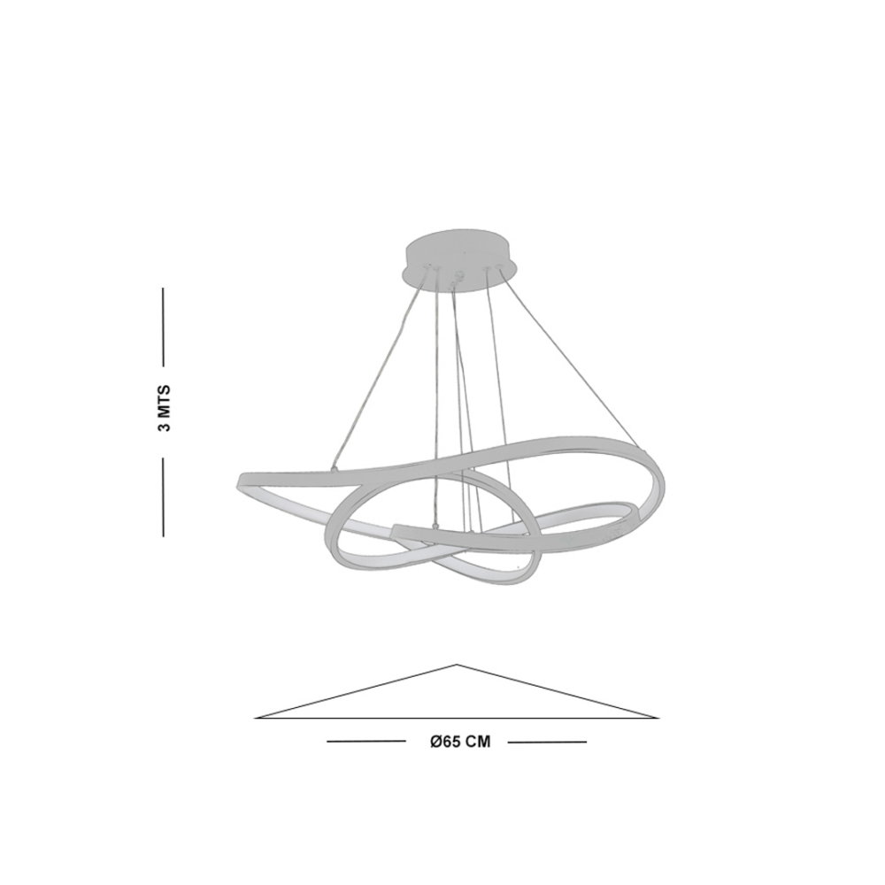 DUNE-9221-lampara-colgante-medidas Lampara colgante LED moderno a control remoto con dimer de intensidad y temperatura de color mas 3 cambios de luz 80w DUNE 9221