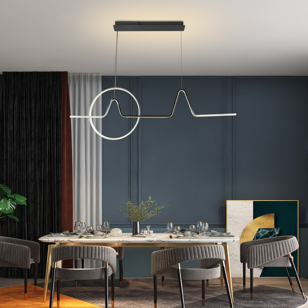 Lampara colgante LED moderno a control remoto con dimer de intensidad y temperatura de color mas 3 cambios de luz altura regulable EMPIRE 9242
