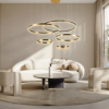 Lámpara colgante 5 aros led, de doble altura, atenuable, más 3 tonos de luz on/off, 215w HARMONY 3060