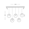 MINX-9279-Lampara-colgante-LED Lampara colgante 7 luces a control remoto con dimer de intensidad y temperatura de color mas 3 cambios de luz altura regulable MINX 9279