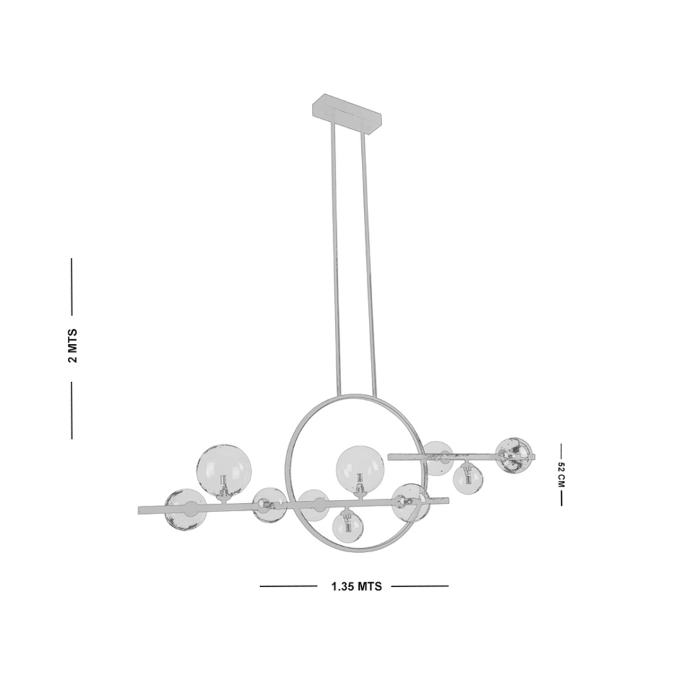 Lampara colgante 10 luces 1 LED moderno G9 X 10 + 34W con circulo LED regulable MORAE 9402