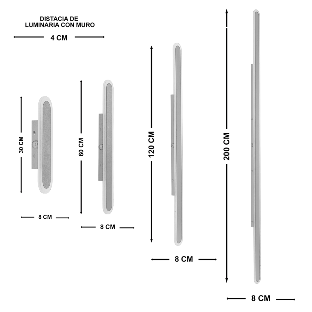 SIENA-5862-lampara-para-pared-de-exterior-LUXICA-medidas Lampara para pared LED moderno con 3 cambios de luz calida, neutro, fria de interior y exterior IP65 SIENA 5862