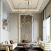 lampara-colgante-burj-LUXICA-color-oro-dorado Lámpara colgante 10 aros led de doble altura, atenuable, más 3 tonos de luz on/off, 298W, BURJ 9210