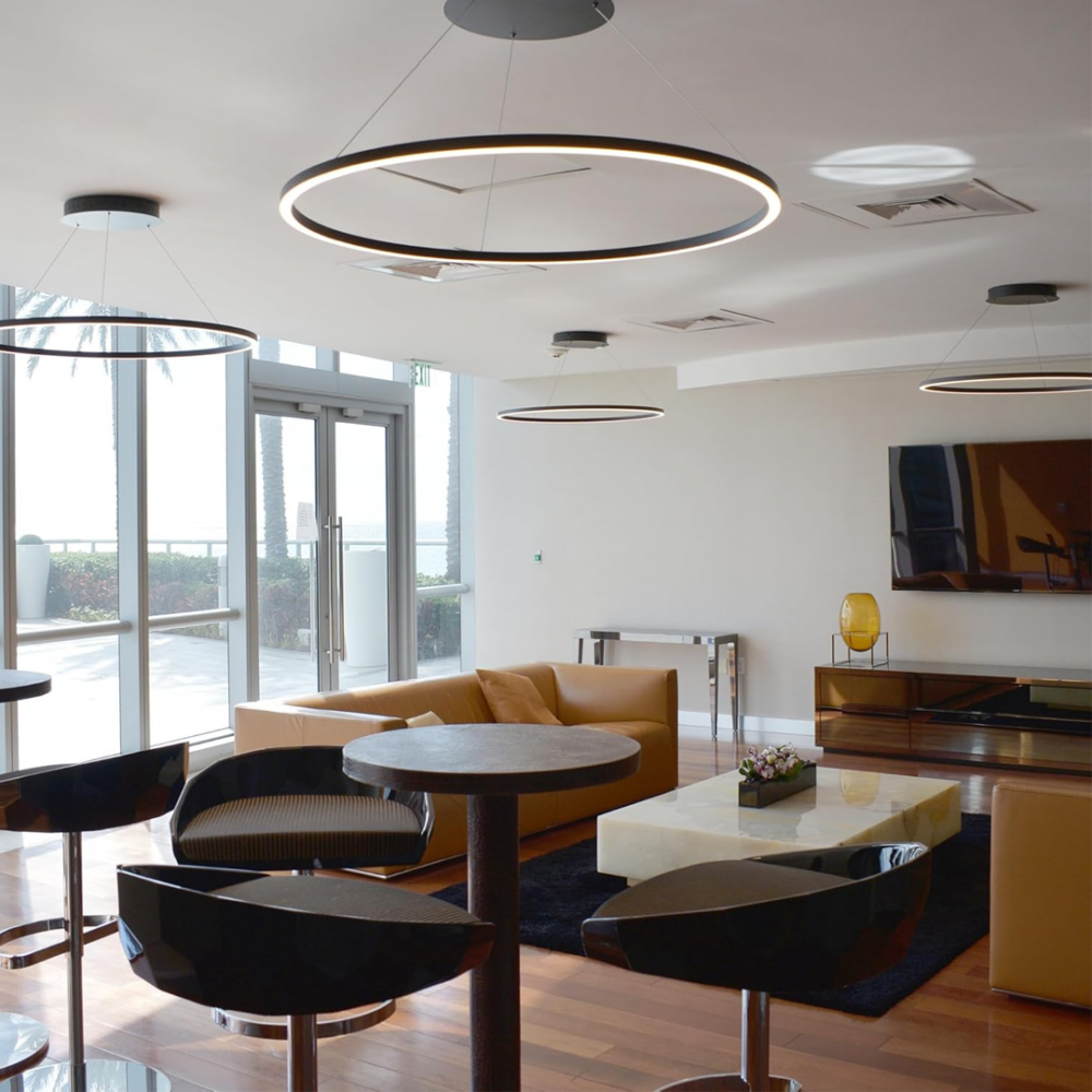 Lampara colgante 1 aro led con Bluetooth y controlable por WIZ de Alumino y Acrilico Groove E22728